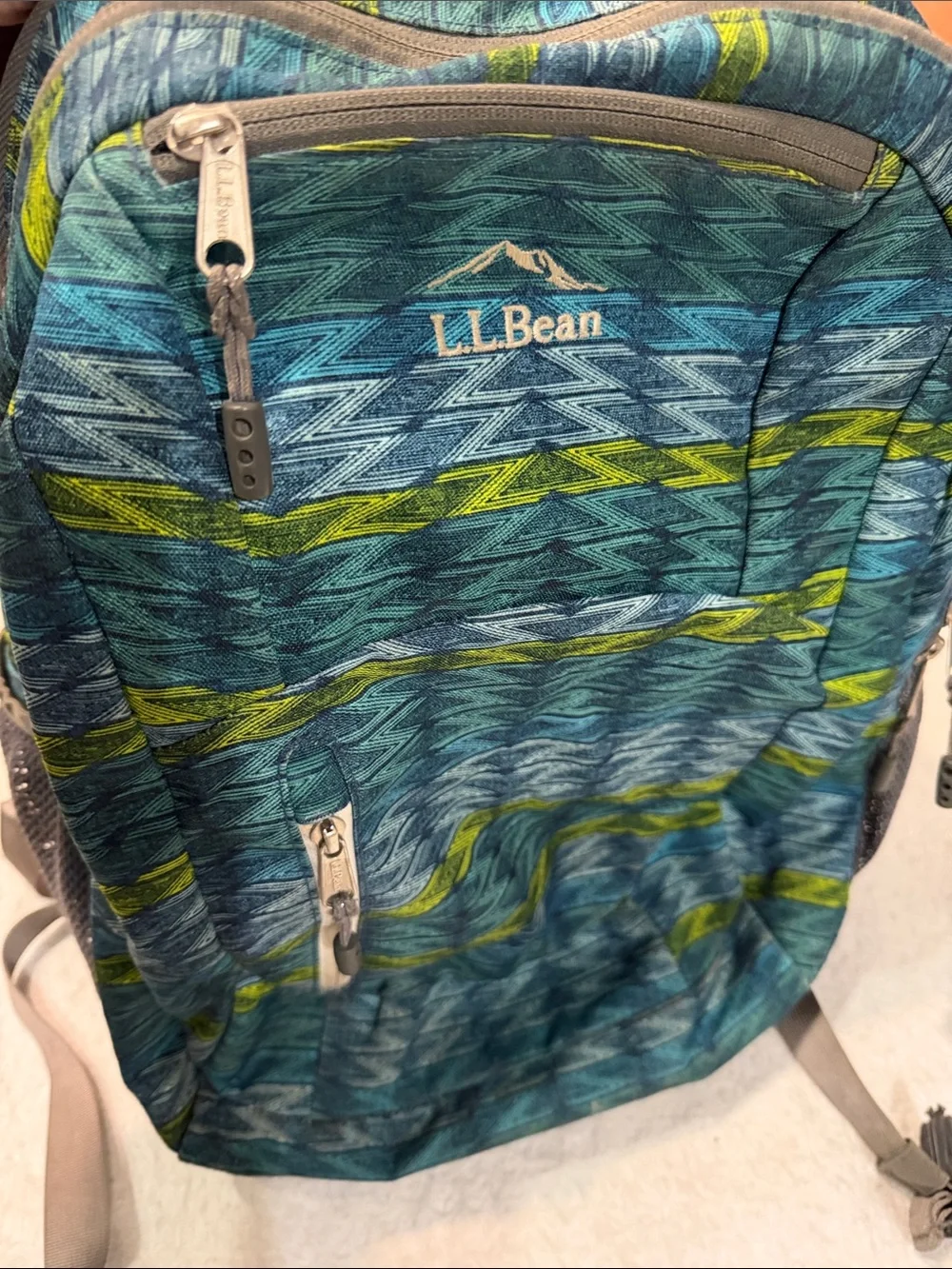 *Vintage* L.L. Bean Teal and Green Striped Backpack